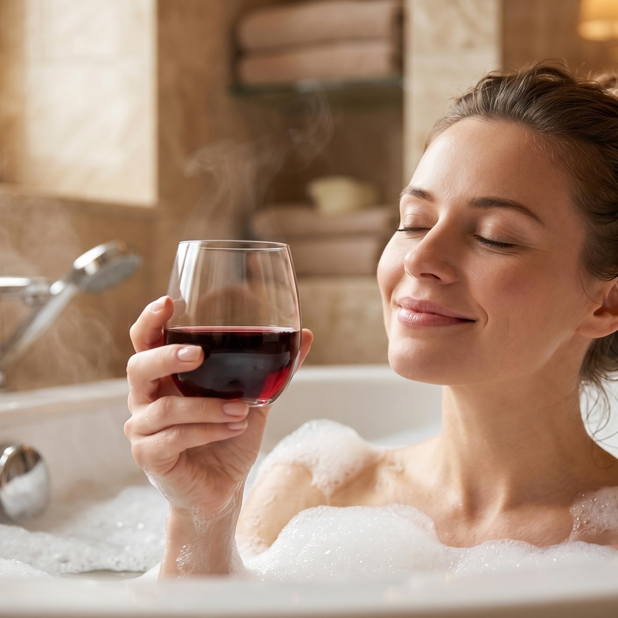 Amazing Abby - Cindy - Copas de vino irrompibles de Tritan de 14 onzas (juego de 6), vasos de vino de plástico sin tallo, reutilizables, sin BPA, aptos para lavavajillas, perfectos para piscina, al