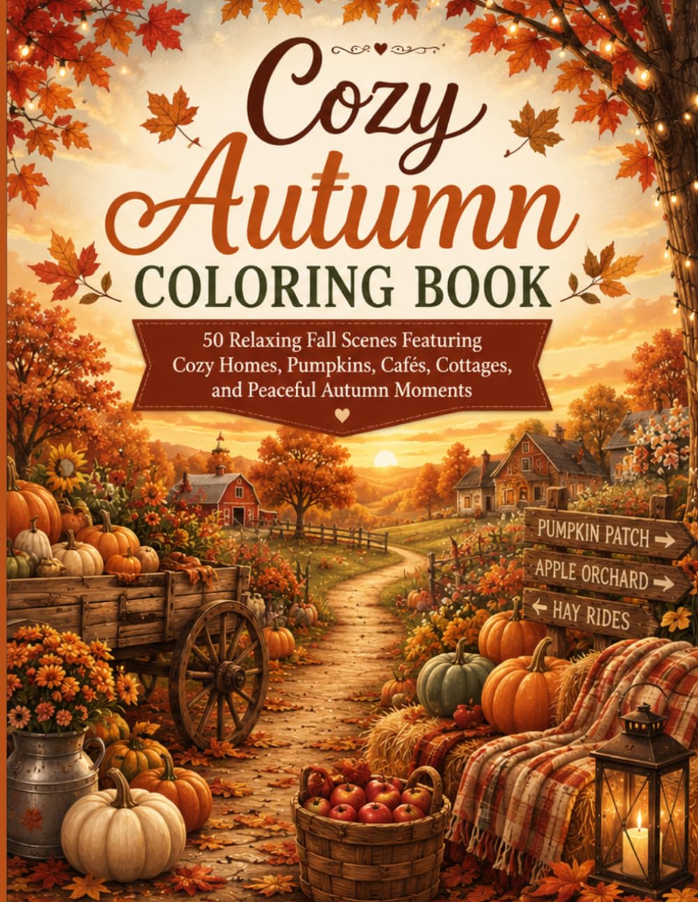 Cozy Autumn Coloring Book: 50 Relaxing Fall Scenes Featuring Pumpkin Patches, Apple Orchards, Harvest Festivals, Cozy Cottages, and Peaceful Autumn Moments