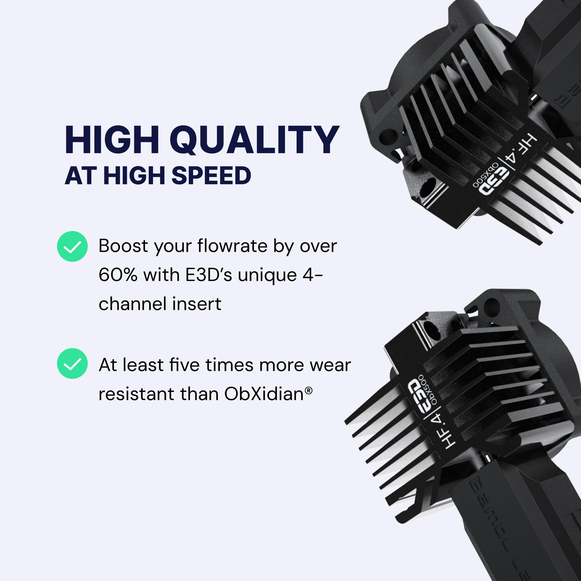 E3D ObXiDian 500 de alto flujo compatible con Bambu Lab P1P/P1S (0.4 mm) HotEnd completo, tasa de flujo aumentada del 60%, impresión 3D suave, ideal para filamentos rellenos de fibra