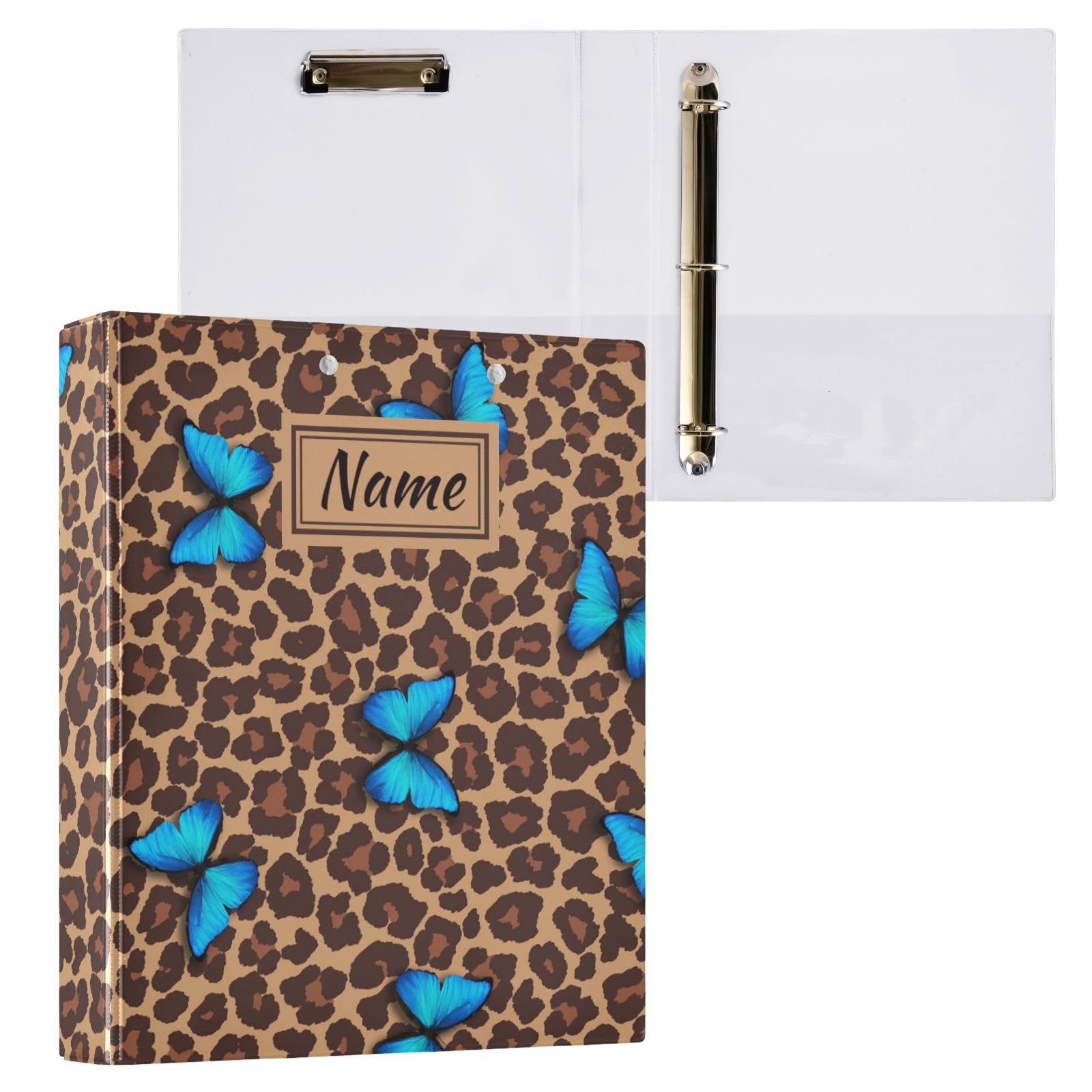Carpeta De 3 Anillos Decorativa Con Diseño De Mariposas Y Leopardo - Para Escuela, Oficina O Casa, Capacidad 200 Hojas A4