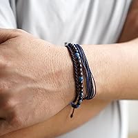 Vista 409 de Handmade Natural Stone Beaded Healing Bracelet Gift for Men Adjustable Rope String Bracelet