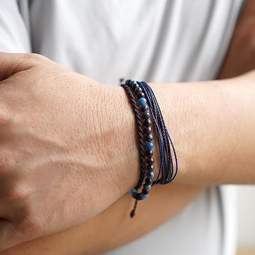 Miniatura 409 de Handmade Natural Stone Beaded Healing Bracelet Gift for Men Adjustable Rope String Bracelet