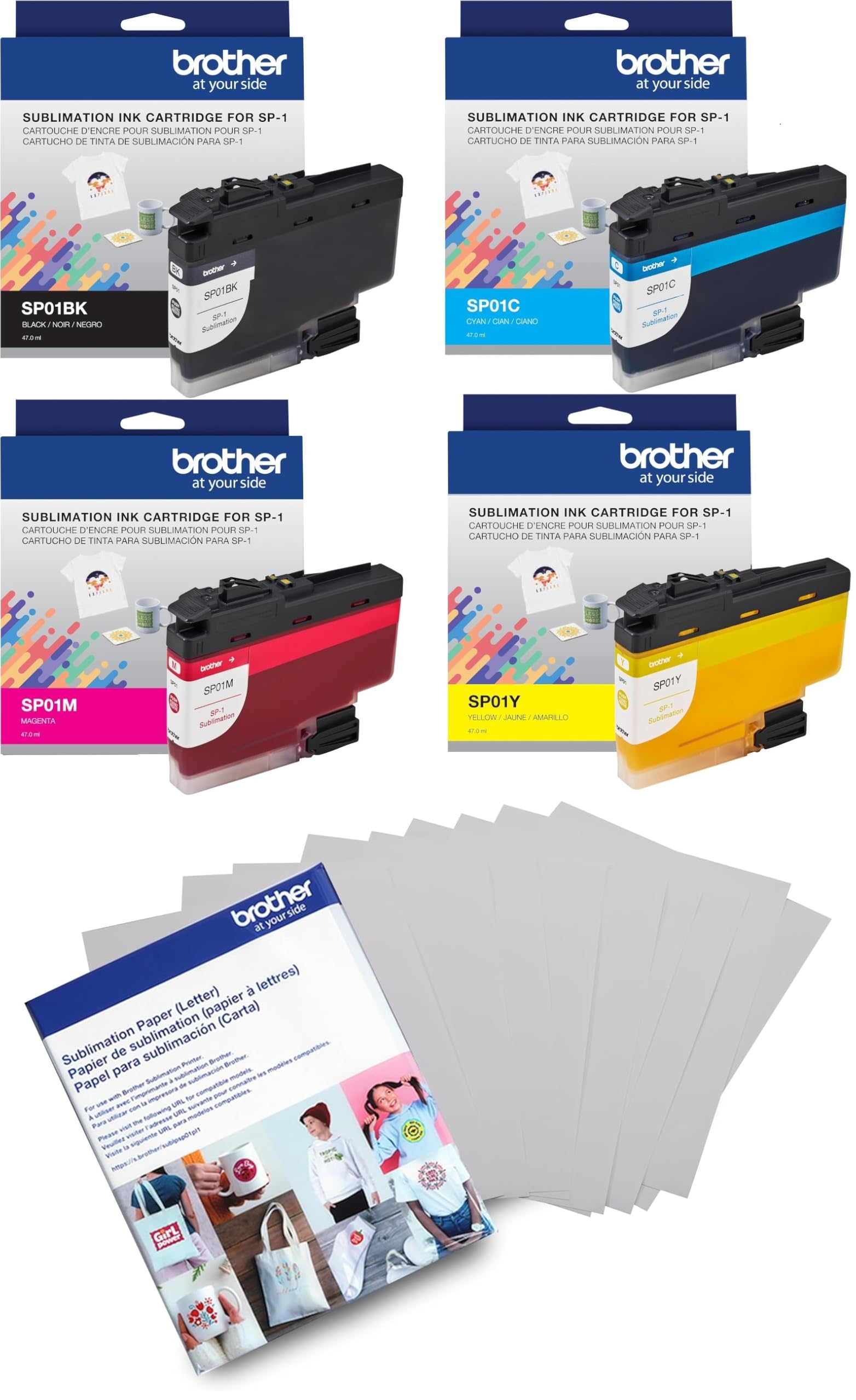 Brother Genuine Sublimation 4-Color Ink Cartridge Set and 100 Sheets Sublimation Paper
