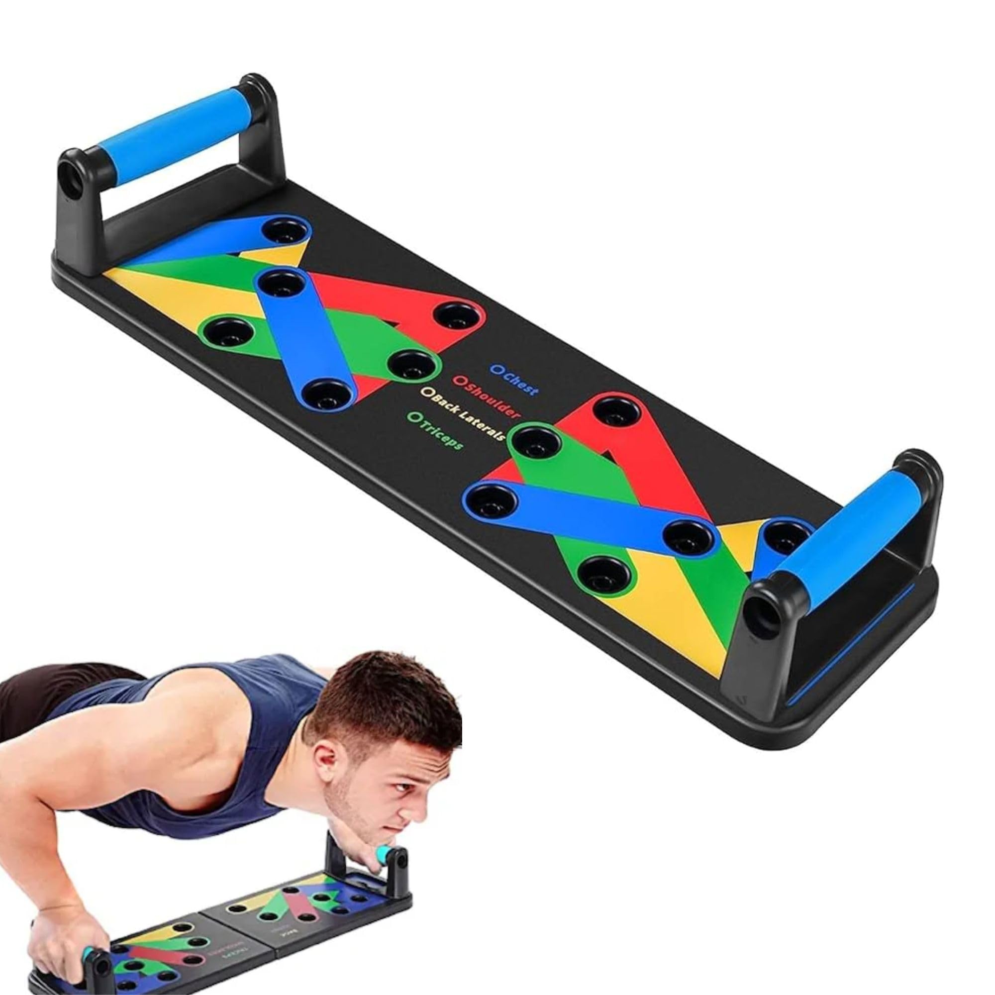 Push Up Board 9-in-1 Multifunction Foldable Workout Exercise Board for Men & Women (Multicolor)-image-19
