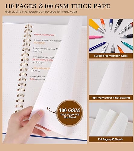 Vista 18 de Cuaderno de papel cuadriculado, cuaderno en espiral de 8.5 x 11 pulgadas, cuadernos de cuadrícula grande A4 para mujeres y hombres, papel gráfico