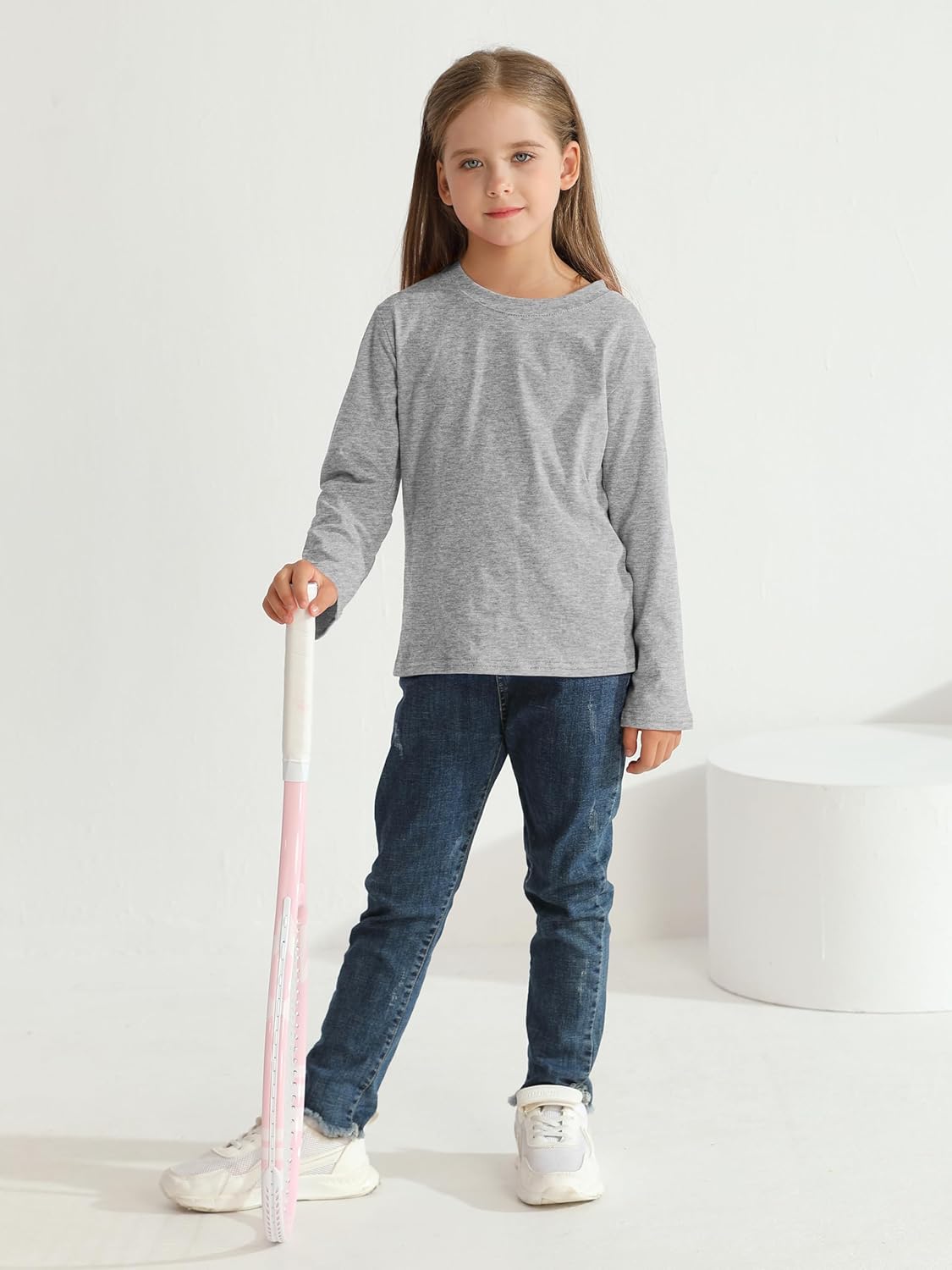 4 Pack Girls Long Sleeve Shirts Soft Cotton Long-Sleeve T-Shirts Tagless Basic Tees... - Image 4