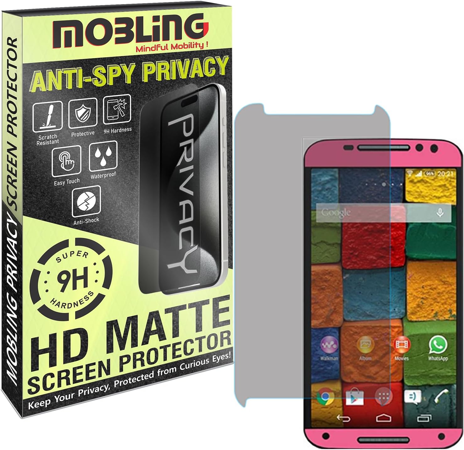 Privacy Matte Screen Protector Compatible with MOTOROLA X 2ND GEN, Anti Peep, Anti Glare, Anti UV Screen Guard, Anti Spy Fiber Screenguard, Not a Tempered Glass
