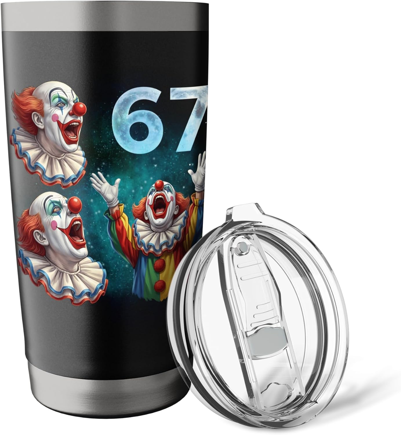 67 Meme Clown Howling at The Moon Six Seven Stainless Steel Insulated Tumbler image 5