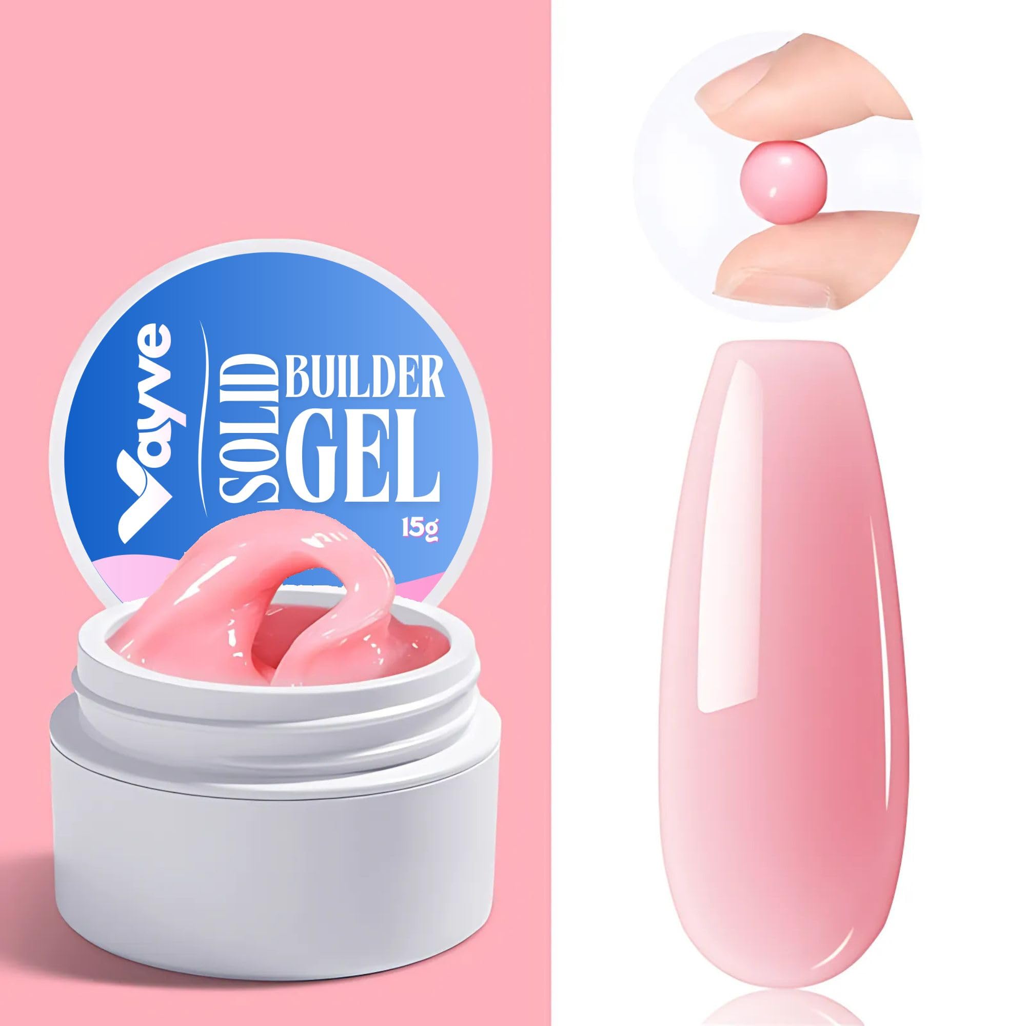 VAYVE Clear Builder Gel for Nails, 14g, Non-Stick Hard Gel for 3D Nail Art, Carving Patterns, Extensions (PINK, 15GM)