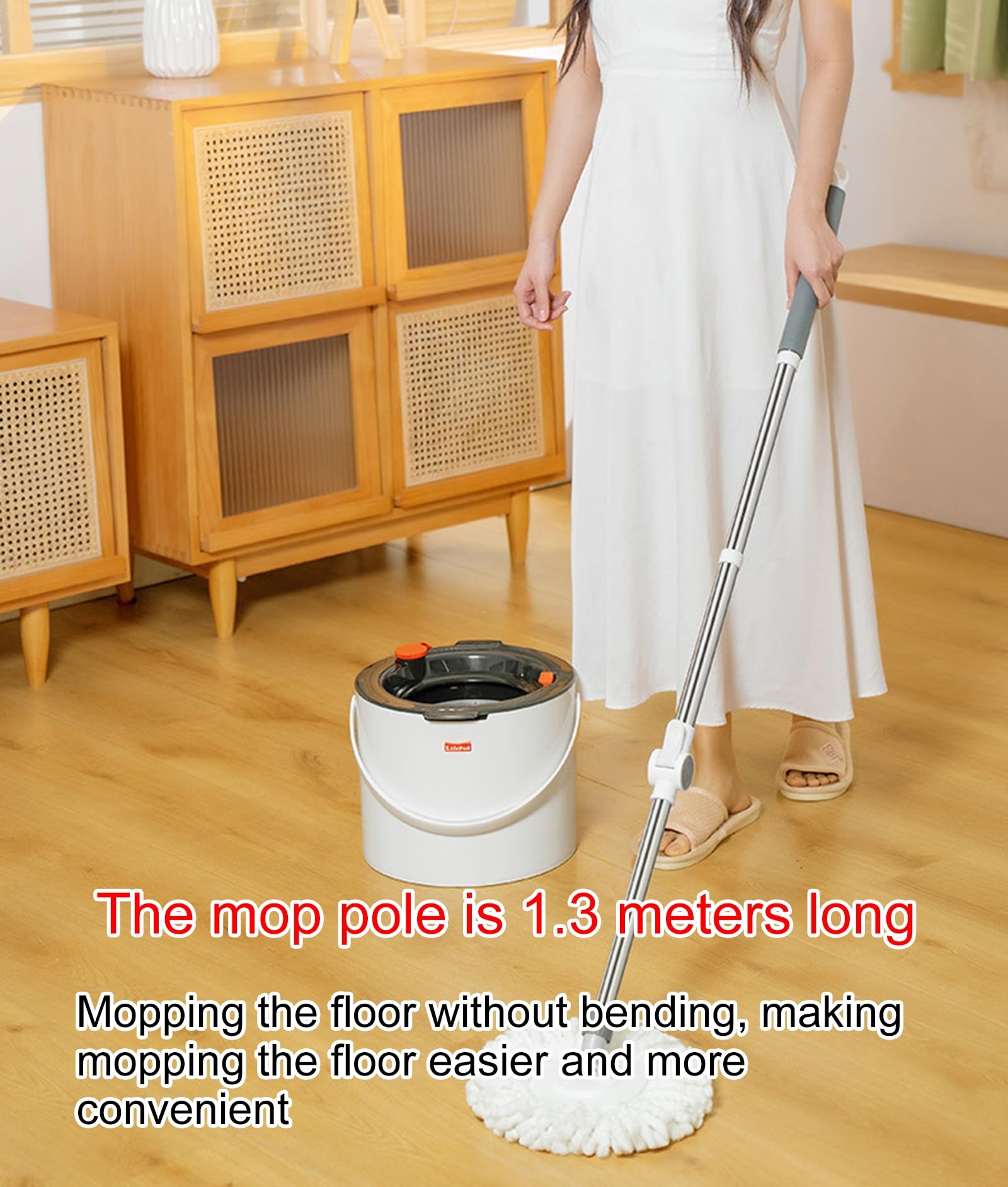 Mop obrotowy, Wiadro do mopa obrotowego Środek do czyszczenia domu, Mop z mikrofibry i zestaw wiader, Mopy obrotowe Dekoracja W pogoni za szczęściem