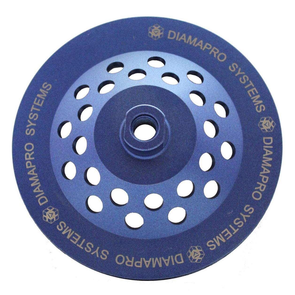 DiamaPro Systems DT-CW-7-CONT-FINE-T Threaded 7 Inch Continuous Rim Turbo Concrete Polishing Grinding Cup Wheel for Rounded Corners, Fine
