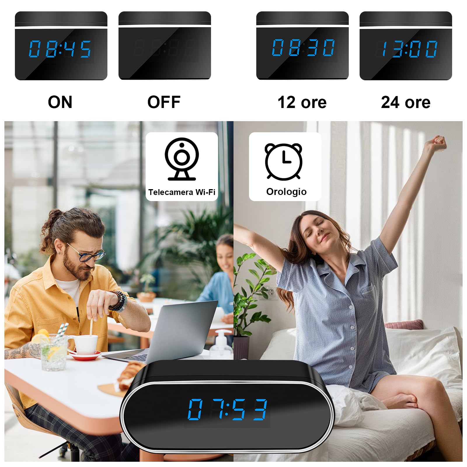 Telecamera Nascosta Wi-Fi 5G, Mini Telecamera Spia Wi-Fi Nascosta | Telecamera Spia Wi-Fi Nascosta con Grandangolo da 120°, Visione Notturna e Rilevamento del Movimento