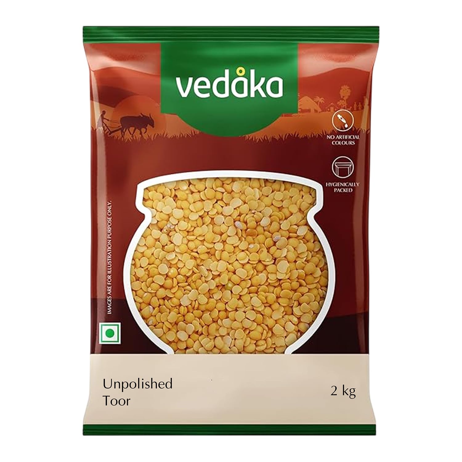 Amazon Brand - Vedaka Unpolished Toor Dal | 2 Kg | Popular Toor Dal | Naturally Rich Source of Protein | Naturally Cholesterol-Free