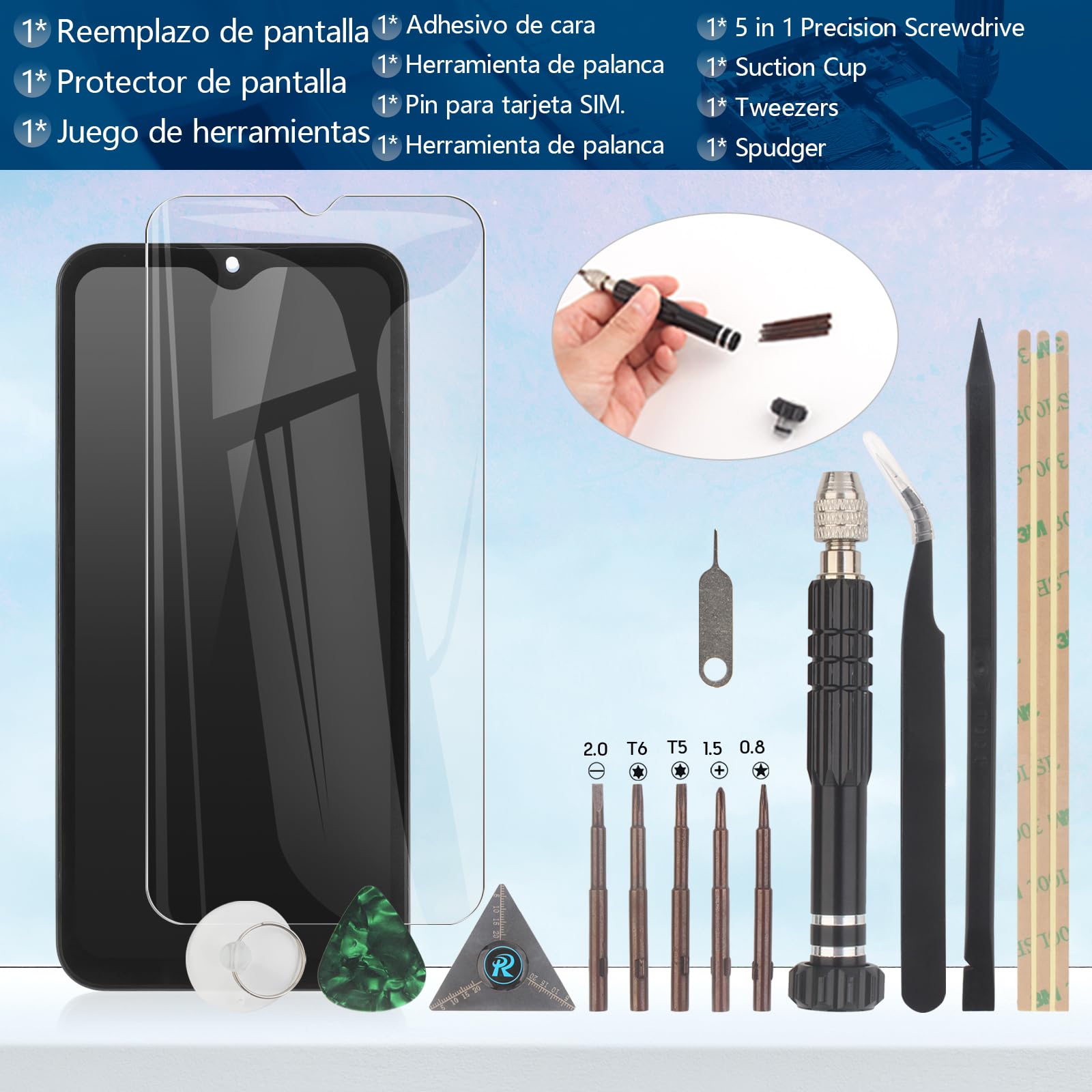 RongZy Pantalla para Samsung Galaxy A15 4G A155F Táctil LCD de Repuesto Ensamblaje Digitalizador Reemplazo para Samsung Galaxy A15 5G A156B con Herramientas de Reparación(Negro con Marco)