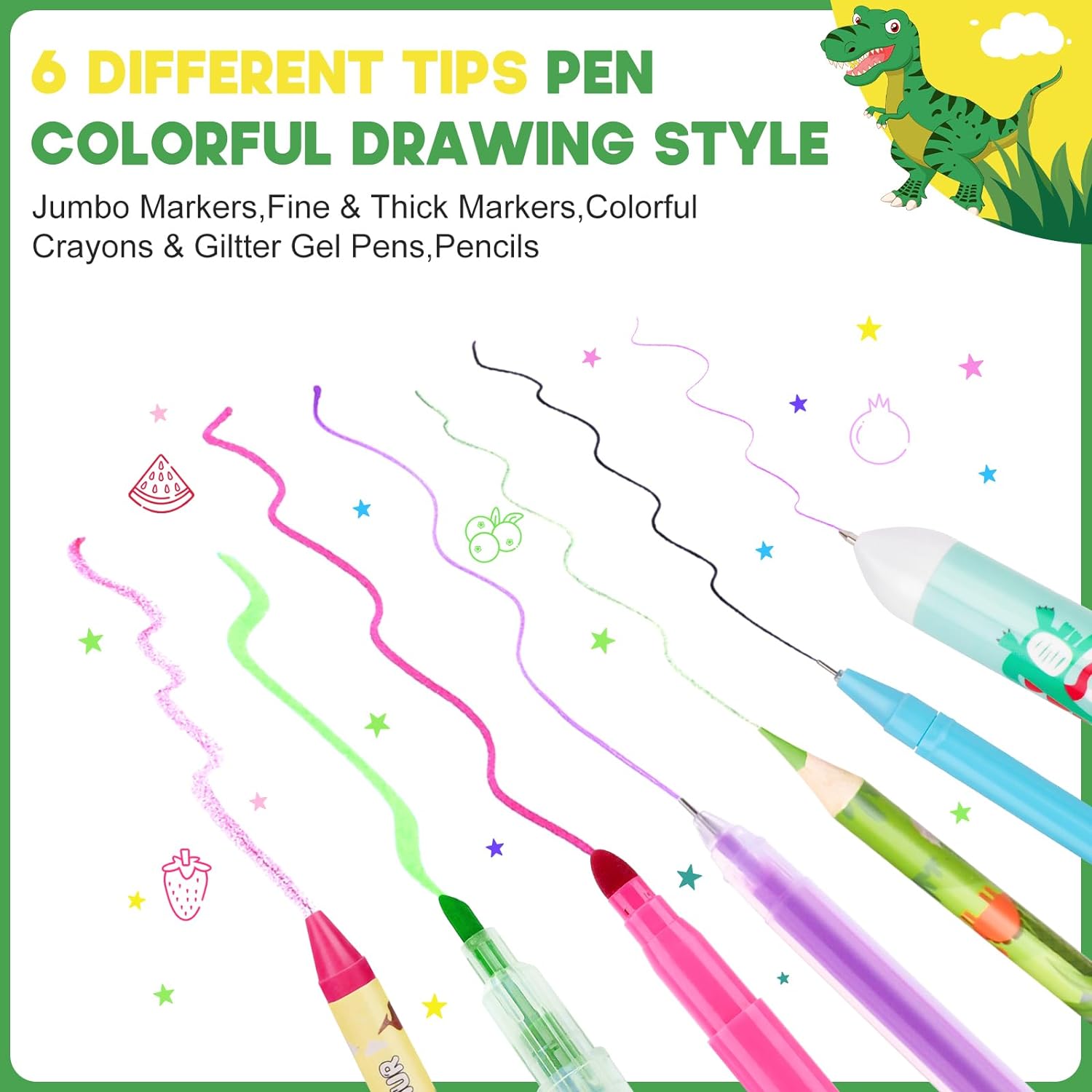  Fruit Scented Markers Set 56 Pcs with Unicorn Pencil