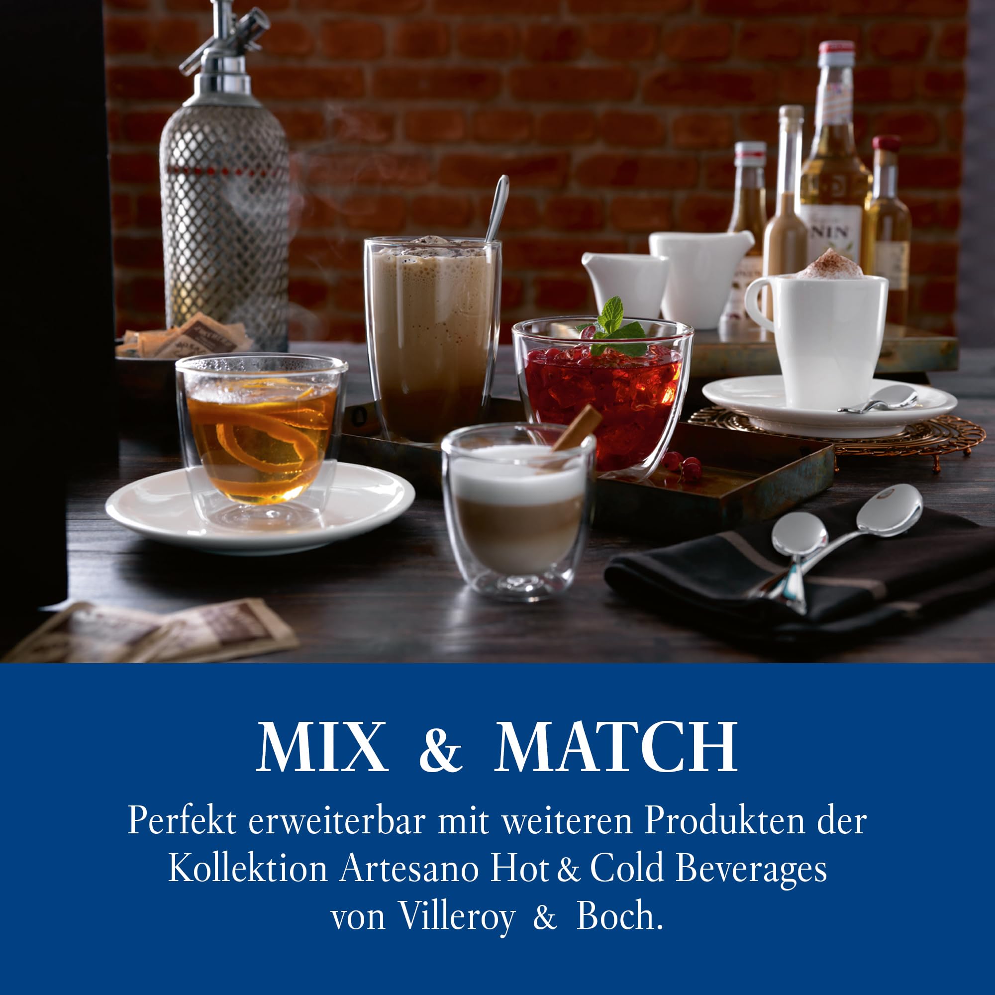 Villeroy & Boch – Artesano Hot&Cold Beverages Latte-Macchiato-Glas mit Henkel Set 2 teilig 360 ml Klar, Spülmaschinenfest, Mikrowellensicher, Tasse Transparent Doppelwandig, Borosilikatglas