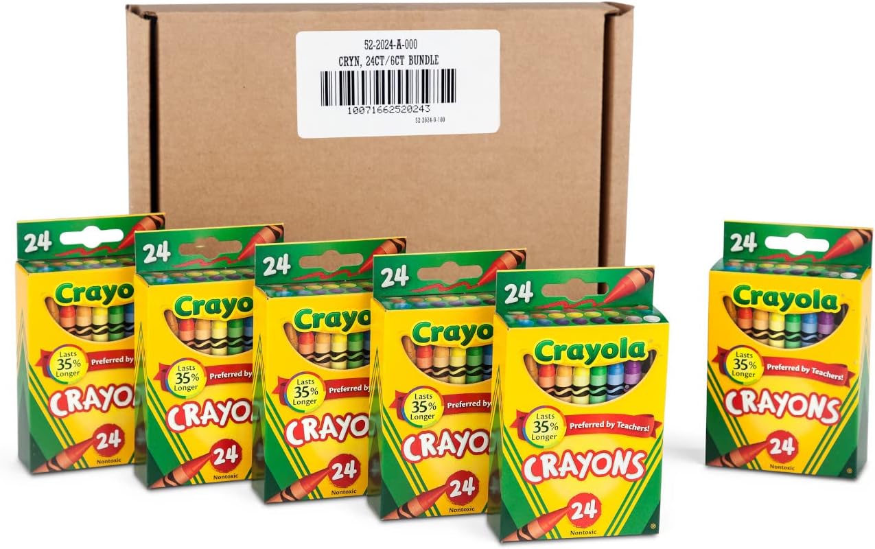 Crayola Crayons, School & Art Supplies, Bulk 6 Pack of 24Count, Assorted