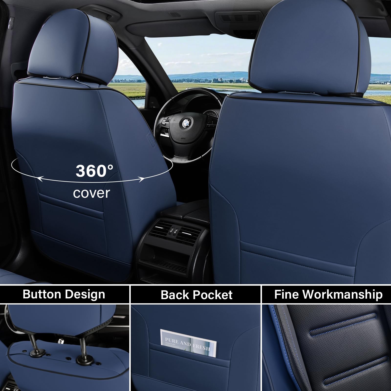 Coverado Fundas de Asiento de Coche, Fundas Delanteras para Asientos Delanteros, Protector de Asiento de Coche Impermeable, cojín de Asiento de Coche, Fundas Interiores universales para la mayoría de