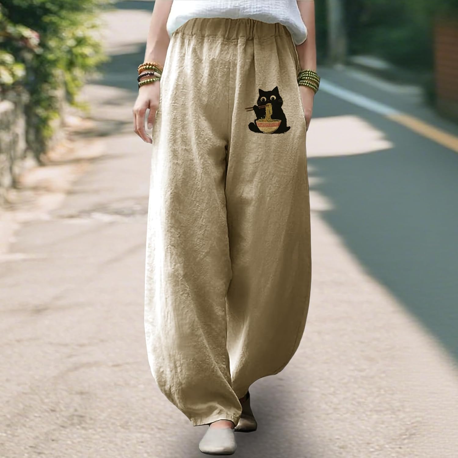 MARSVOVO Wide Leg Pants for Women Elastic High Waist Oversized Loose Casual Yoga Pants Lightweight Breathable Trousers - Image 2