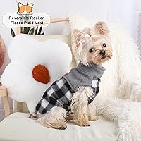 Vista 3 de Suéteres para Perros Pequeños Macho Hembra, Suéter a Cuadros para Cachorros Chaleco de Ropa de Vellón para Perros, Suéter Elástico XSmall