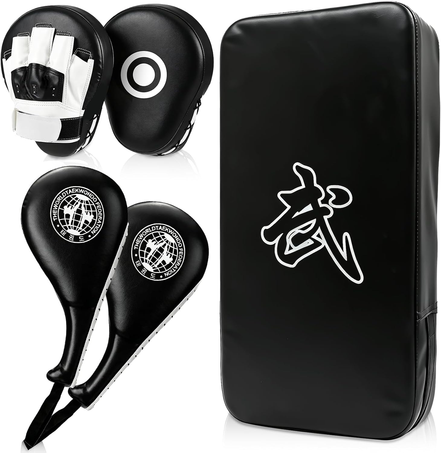 5 PCS Taekwondo Sparring Gear Set Martial Arts Training Equipment Set for Beginners Including Punching Mitts，kick pad，and Boxing pad.Suitable for Teenagers.