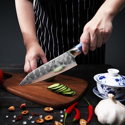 Miniatura 5 de WILDMOK Cuchillo de chef de 8 pulgadas, cuchillos de cocina japoneses ultra afilados  7 capas 10Cr15CoMoV Cuchillo de chef de acero revestido con