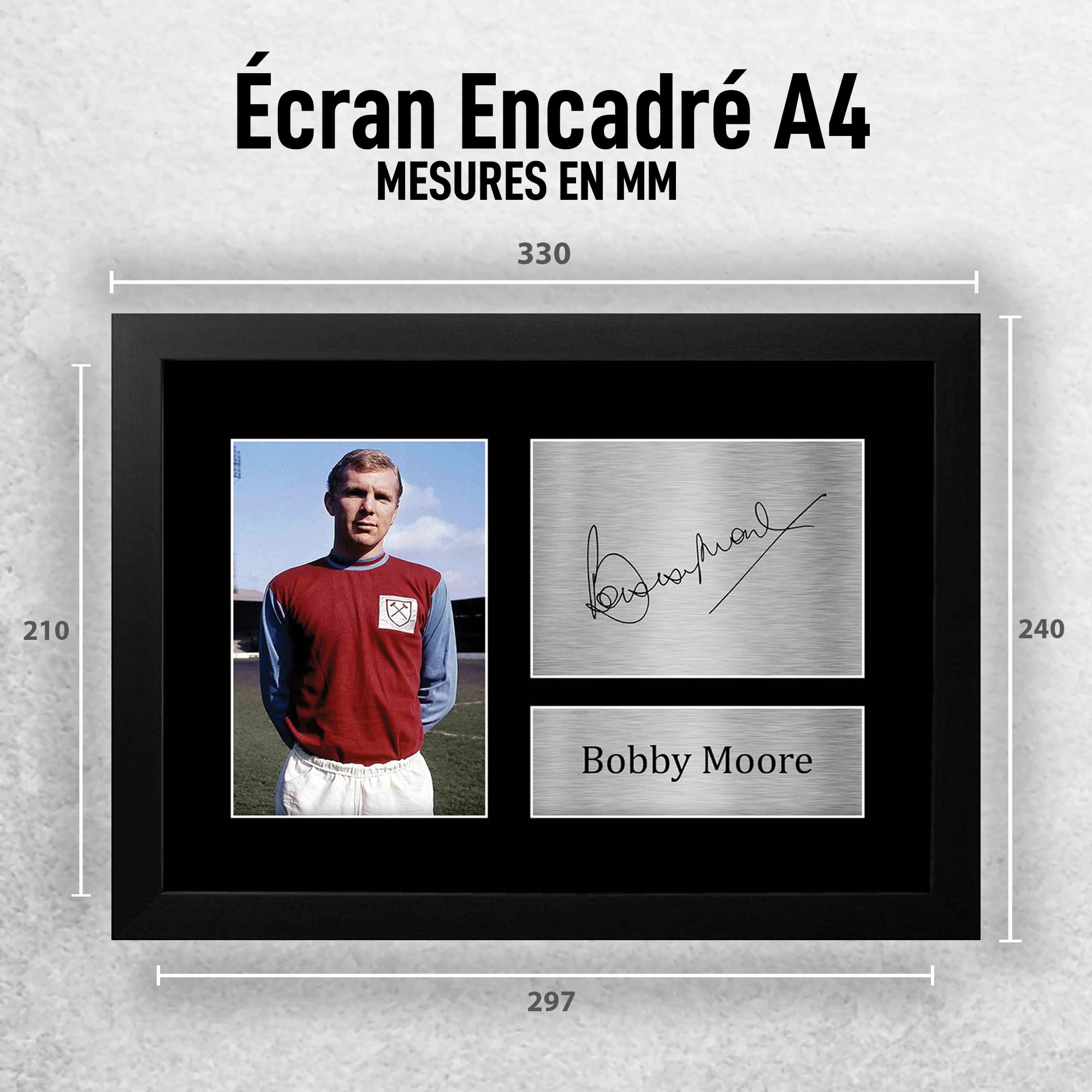 HWC Trading FR A4 Bobby Moore Cadeaux imprimés photo autographe signée pour les fans de football et les supporters - A4 Encadré