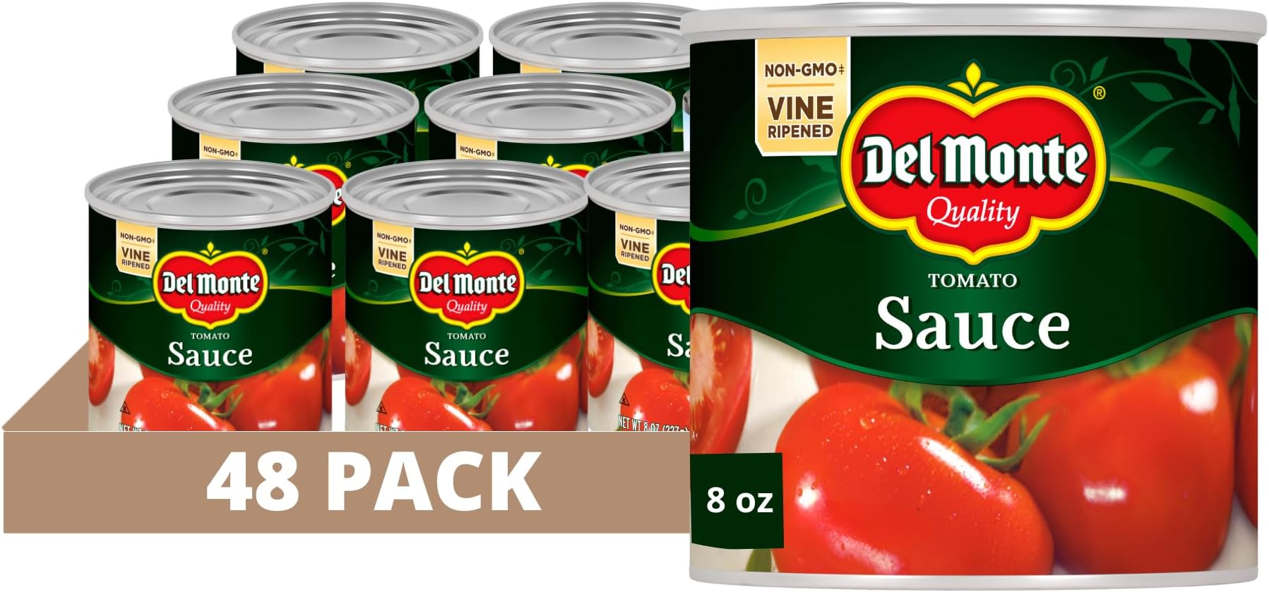 Del Monte Canned Tomato Sauce, 8 oz (Pack of 48 Cans