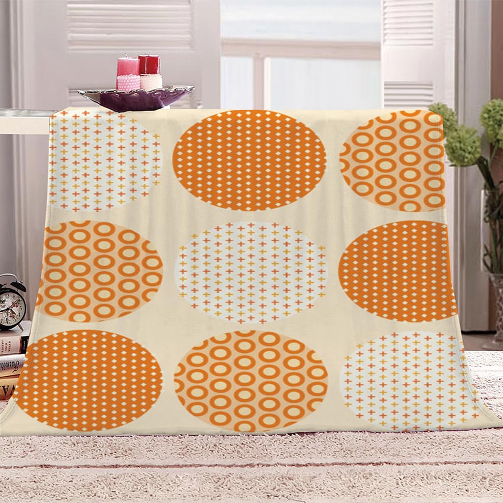 Coperta Di Flanella Letto Matrimoniale Invernale 150X180Cm Coperta Pile In Microfibra Morbida Pelosa Calda Copriletto Per Divano/Bambini Camere Da Letto, Cerchio Geometrico Dorato Motivo