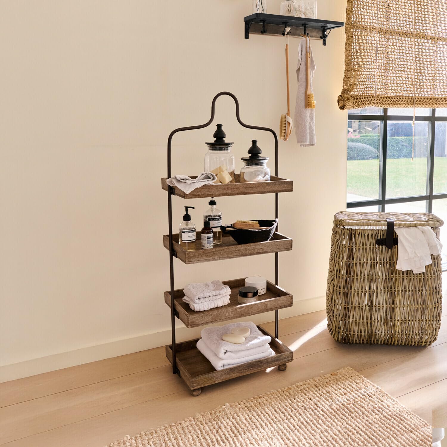 Loberon Etagere Lasse, braun/schwarz