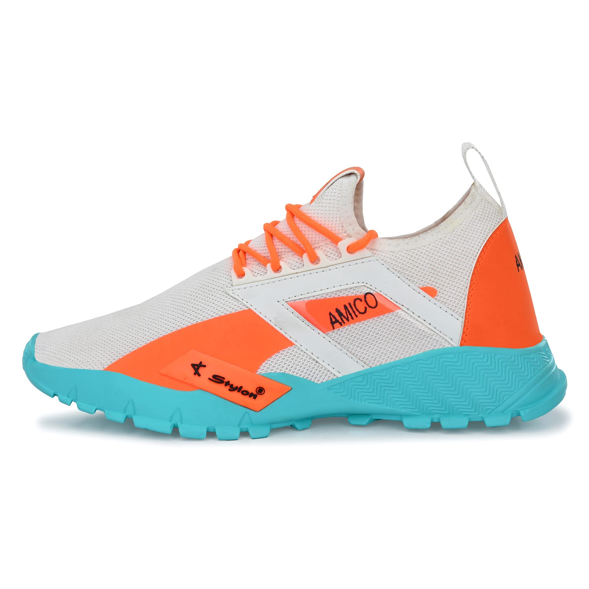 AMIFAA Mens Air Series Mesh Walking Shoes White | Lightweight Breathable Sports Shoes for Men | Stylish Gym Running Sneakers | Comfortable Casual Footwear for Daily Use 3