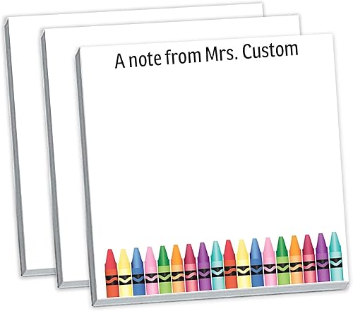 Miniatura 7 de Notas adhesivas personalizadas con tu texto, diseño de crayón, idea única de regalo para profesores, nombre personalizado, bloc de notas adhesivas