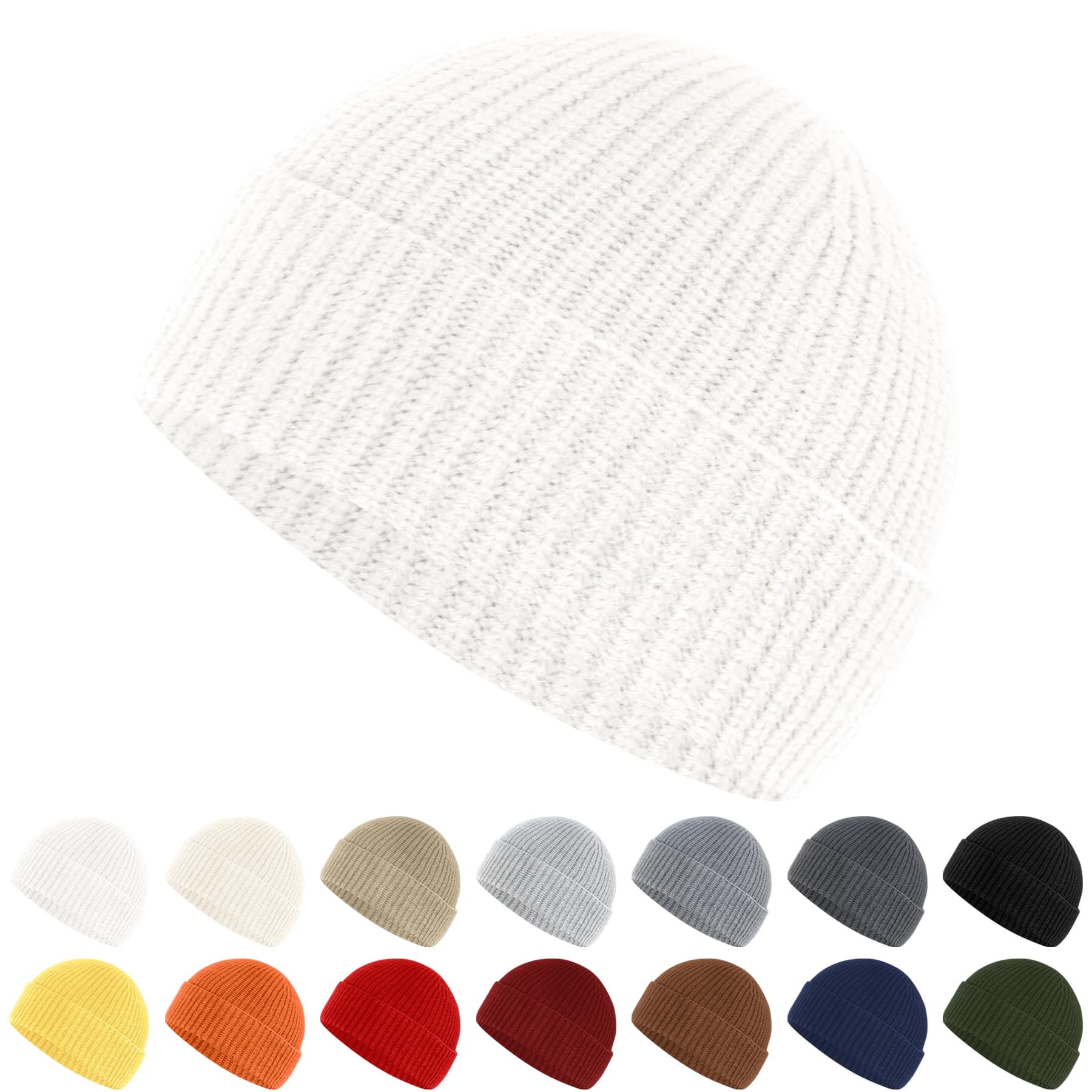 ANTI-REBOUNDUMBRE Fisherman Beanie for Men Women Cuff Wool Short Beanies Winter Warm Hat