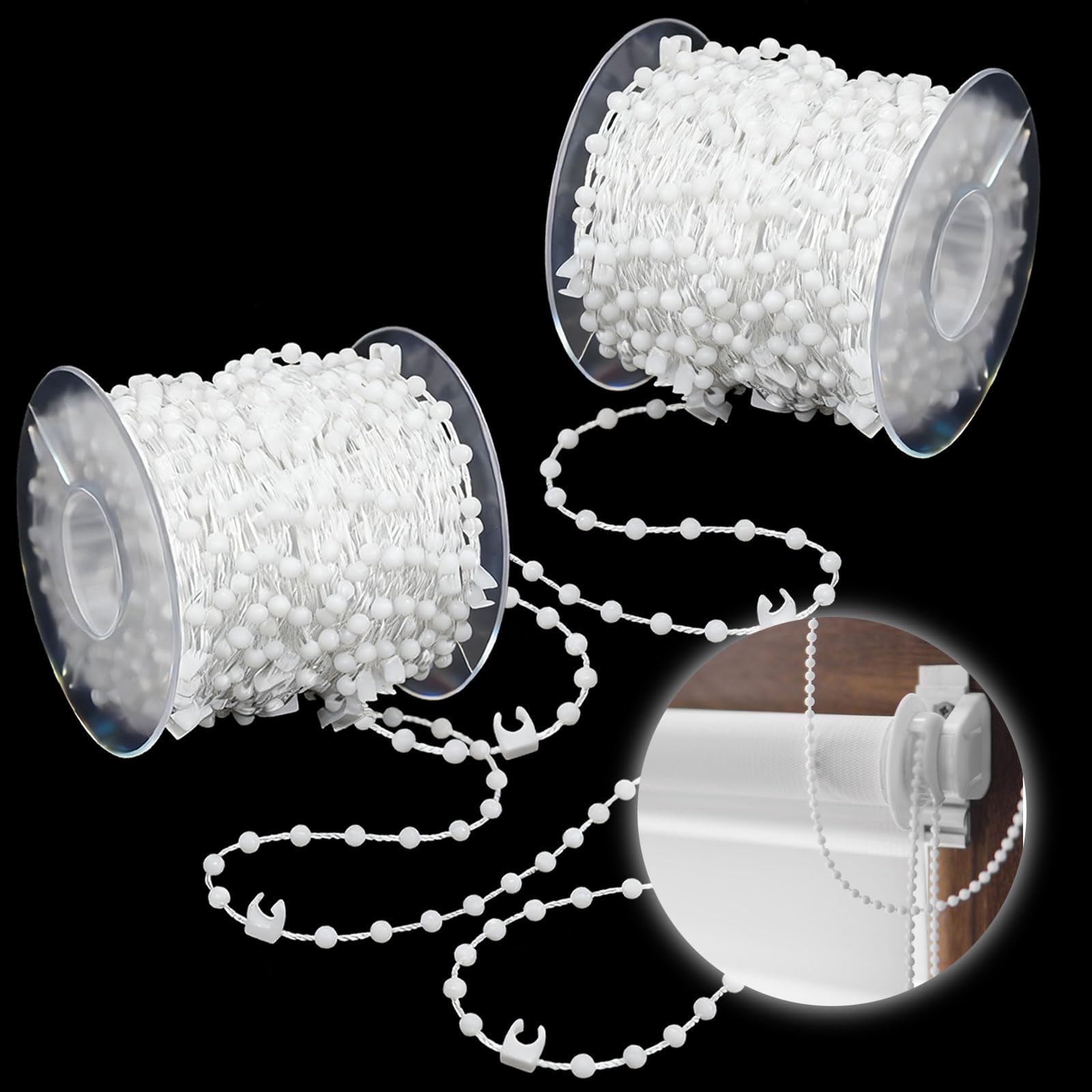 2 Pcs 10 Meter 100 Clips Vertical Blind Bottom Chain, Vertical Blind Chain,Vertical Blinds Repair Parts For 3.5 Inch/ 89 Mm