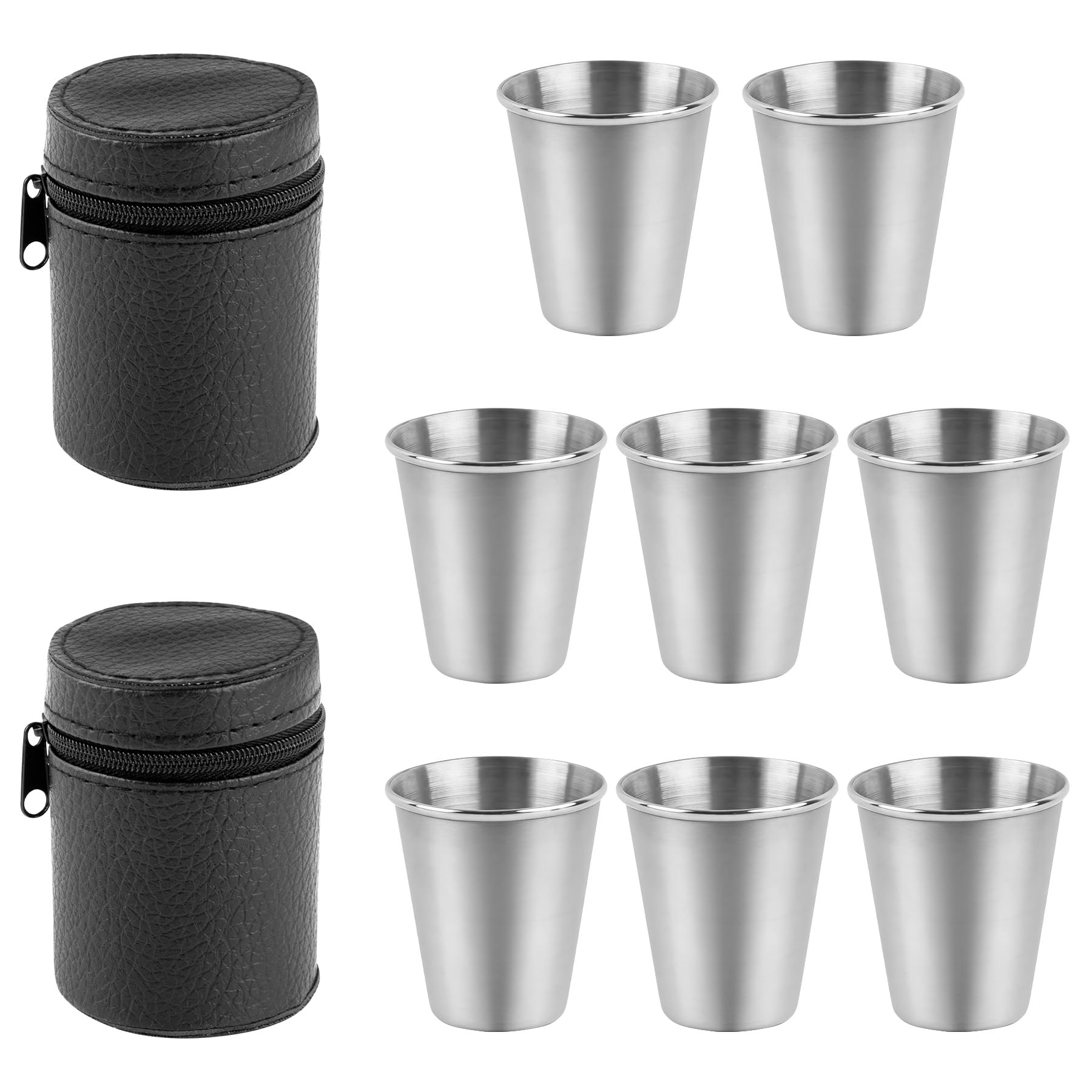 Gobelets en acier inoxydable incassables : 8 verres à shot 70 ml anti-casse