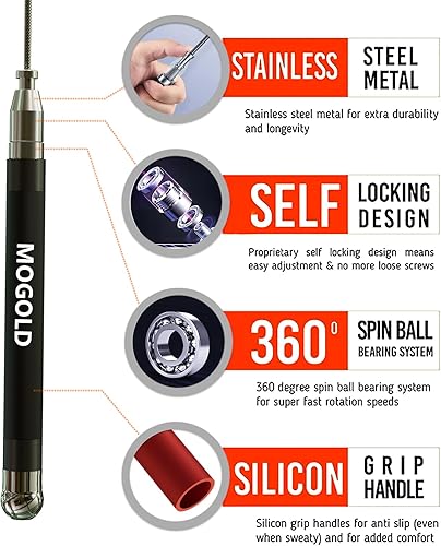 Miniatura 3 de Crossfit - Cuerda de saltar para hombresmujeresniños, diseño de tornillo libre, rodamiento de doble bola, agarre de silicona duradera y metal con