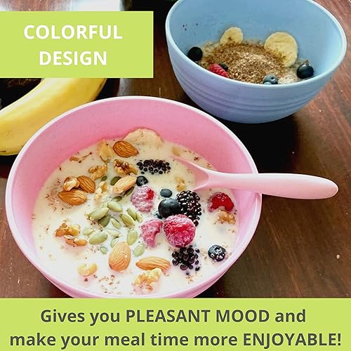 Miniatura 9 de Juego de vajilla de paja de trigo irrompible (28 piezas) – Juego de platos the Simply Avocado para 4 – Juego de vajilla para niños – Platos de