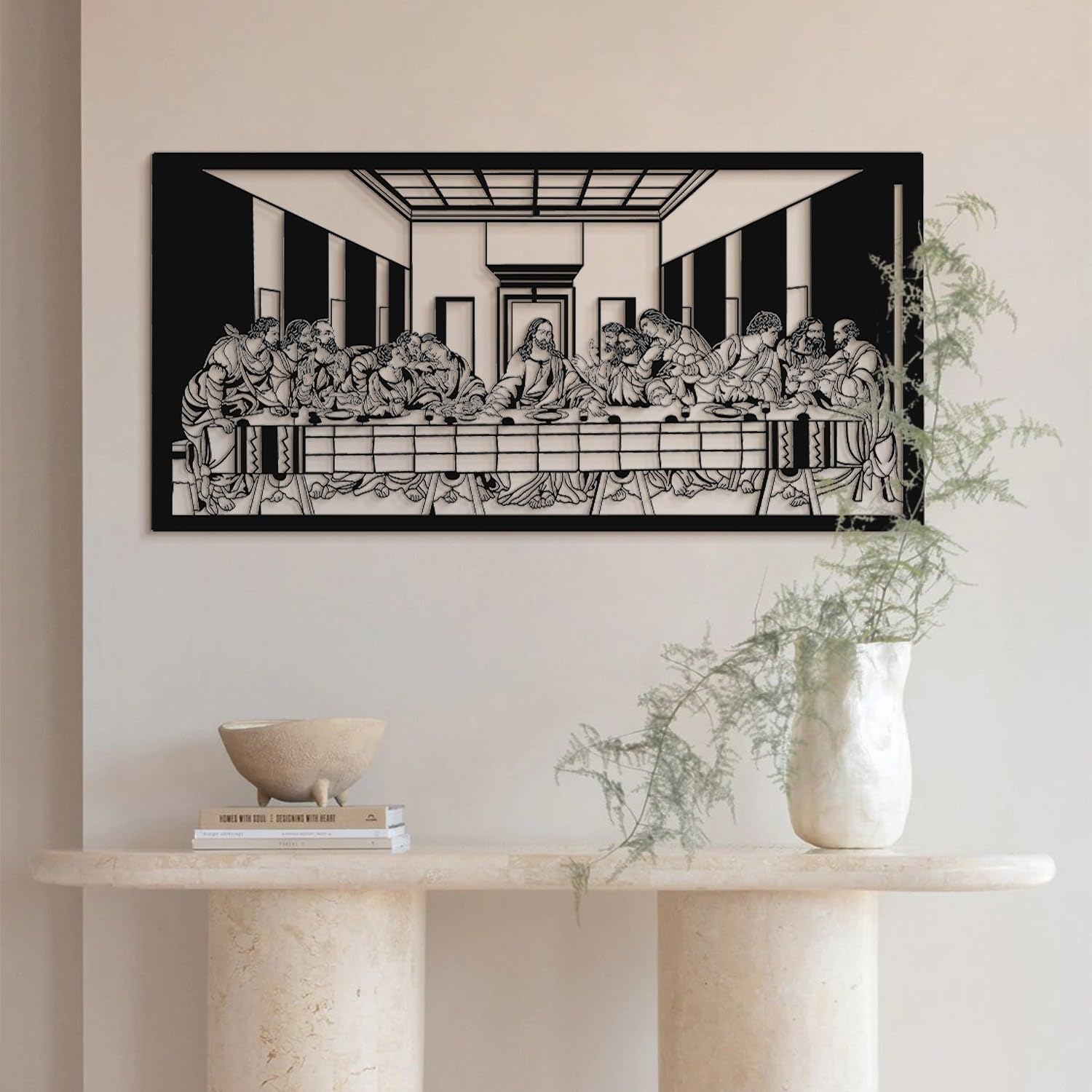 Stylish Black Decorative Metal Wall Accessory, 46 x 95 cm, 100% Steel, 1.2 mm Thickness, Durable & Elegant Design for Home or Office Decor