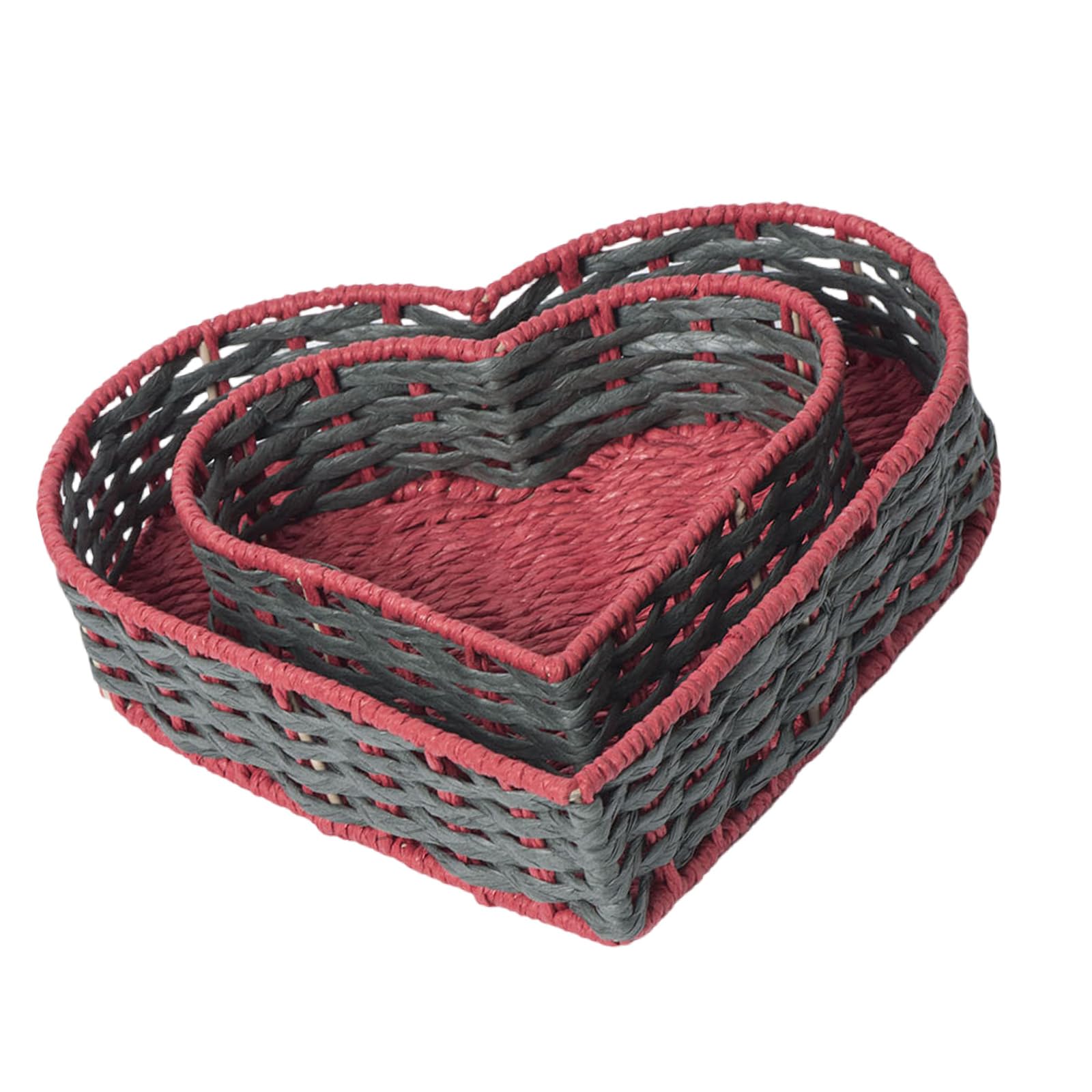 Mekalero 153 Set Heart Shaped Woven Basket For Bread Fruit Vegetables Home Decoration Storage Organiser Desktop Snacks Holder Heart Shaped Storage Basket