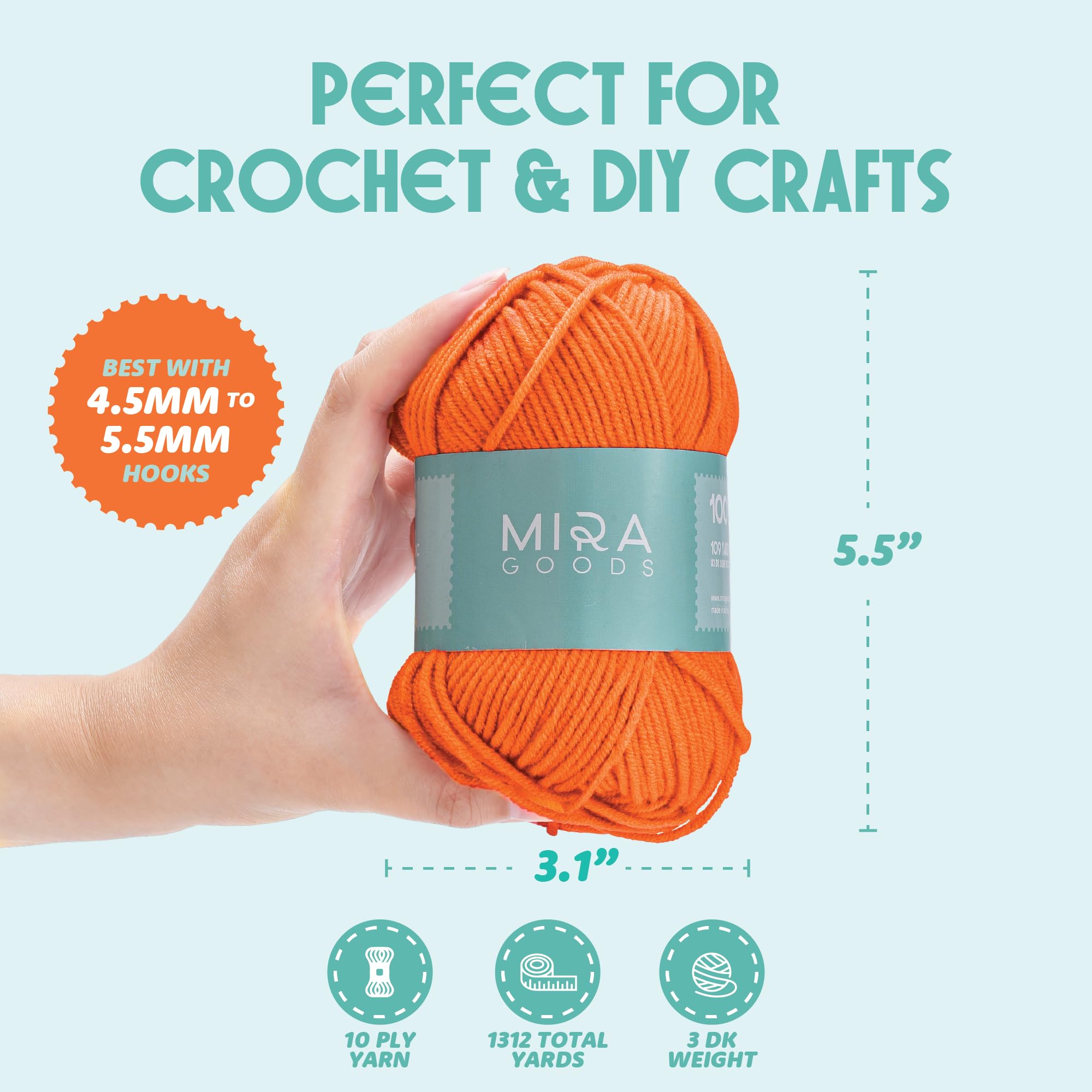 Beginner Crochet Kit - Acrylic Yarn & Tools -5 Beginner Crochet Kit - Acrylic Yarn & Tools -5