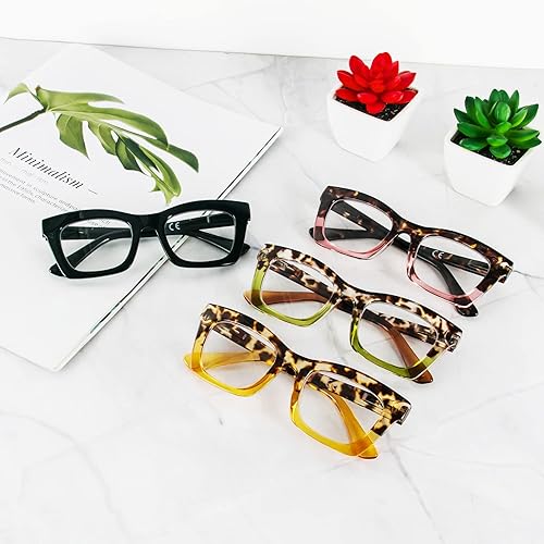 Miniatura 5 de Gafas de lectura para mujer, estilo Oprah, de gran tamaño, con bisagra de resorte cuadrada, lentes de bloqueo de luz azul