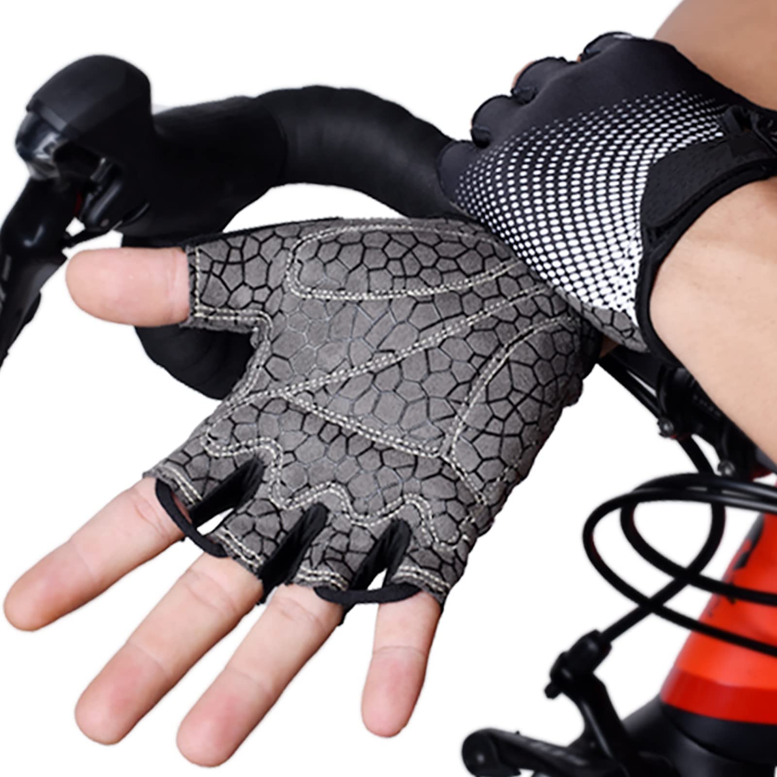 Guanti MTB, Guanti Bici con Mezze Dita, Adatti per Bici da Strada e Mountain Bike, Guanti Ciclismo per Uomo e Donna in Lycra Leggera