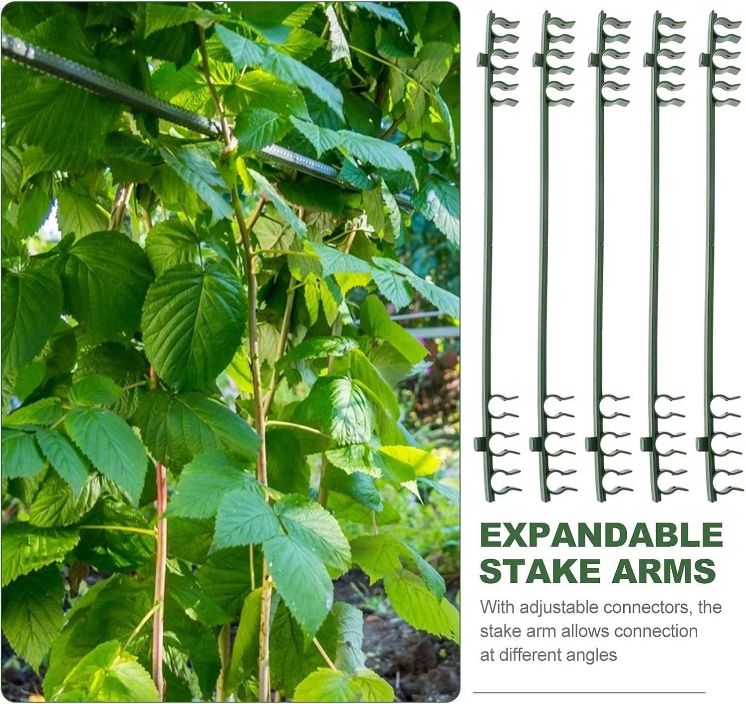 DOITOOL Expandable Trellis Plant Support Connectors for 11Mm Diameter Stakes 50Pcs Lightweight Reusable Garden Stake Arms with Adjustable Angles for Tomato Cages and Climbing Plants
