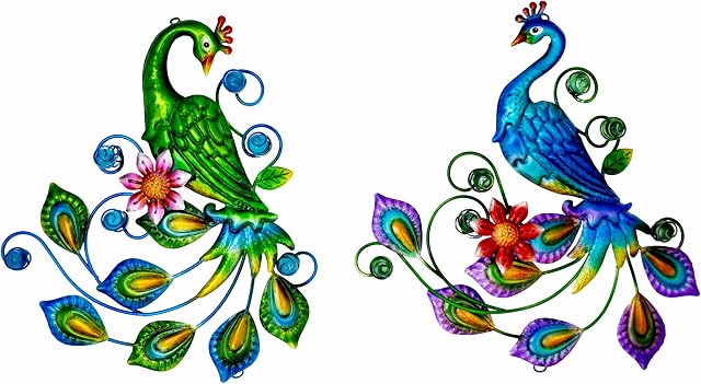 J-Fly Metal Peacock Wall Decor Tropical Outdoor Wall Decor Peacock Outdoor Metal Wall Art Metal Bird Wall Decor Outdoor Decor Patio Wall Fence Garden Home Kitchen Decor 11 Inch