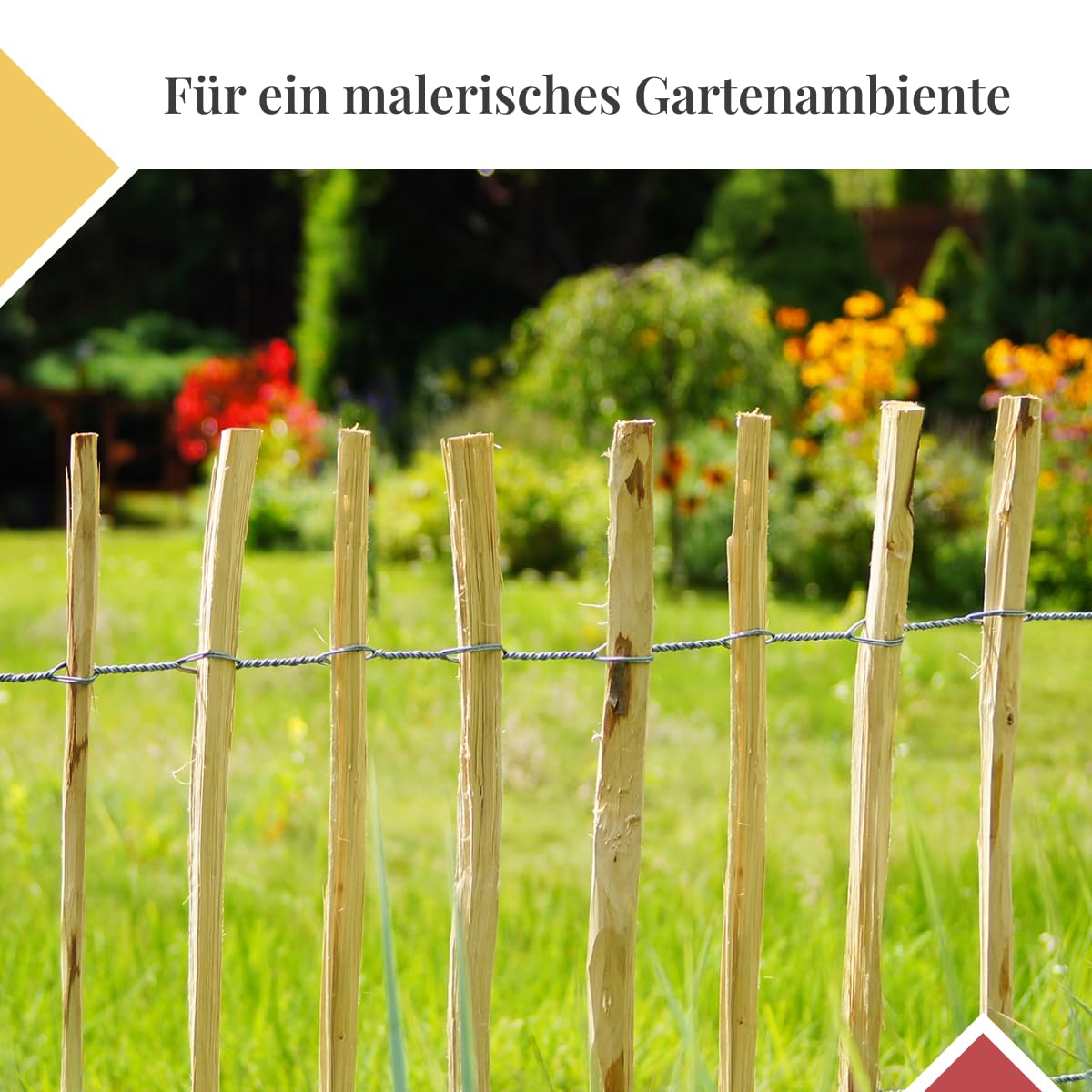 Staketenzaun 90 × 400 cm gerollt – Lattenabstand 7-8 cm | Haselnusszaun zum Stecken für Beeteinfassung & Teichumrandung | Natürliche Deko für den Garten | Holzzaun extra witterungsbeständig