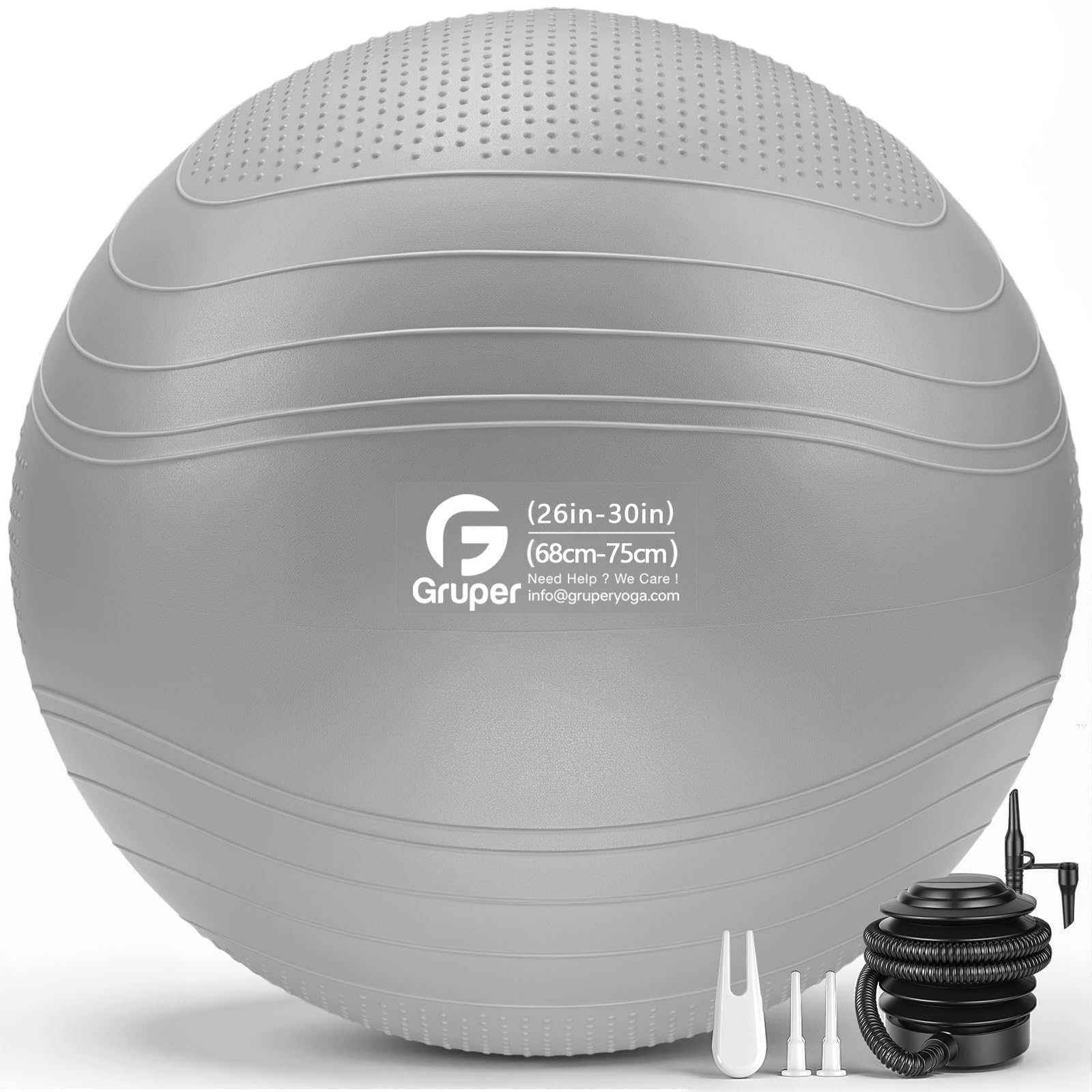 Gruper Yoga Ball, Extra Thick Non Slip Exercise Ball, 4 Sizes