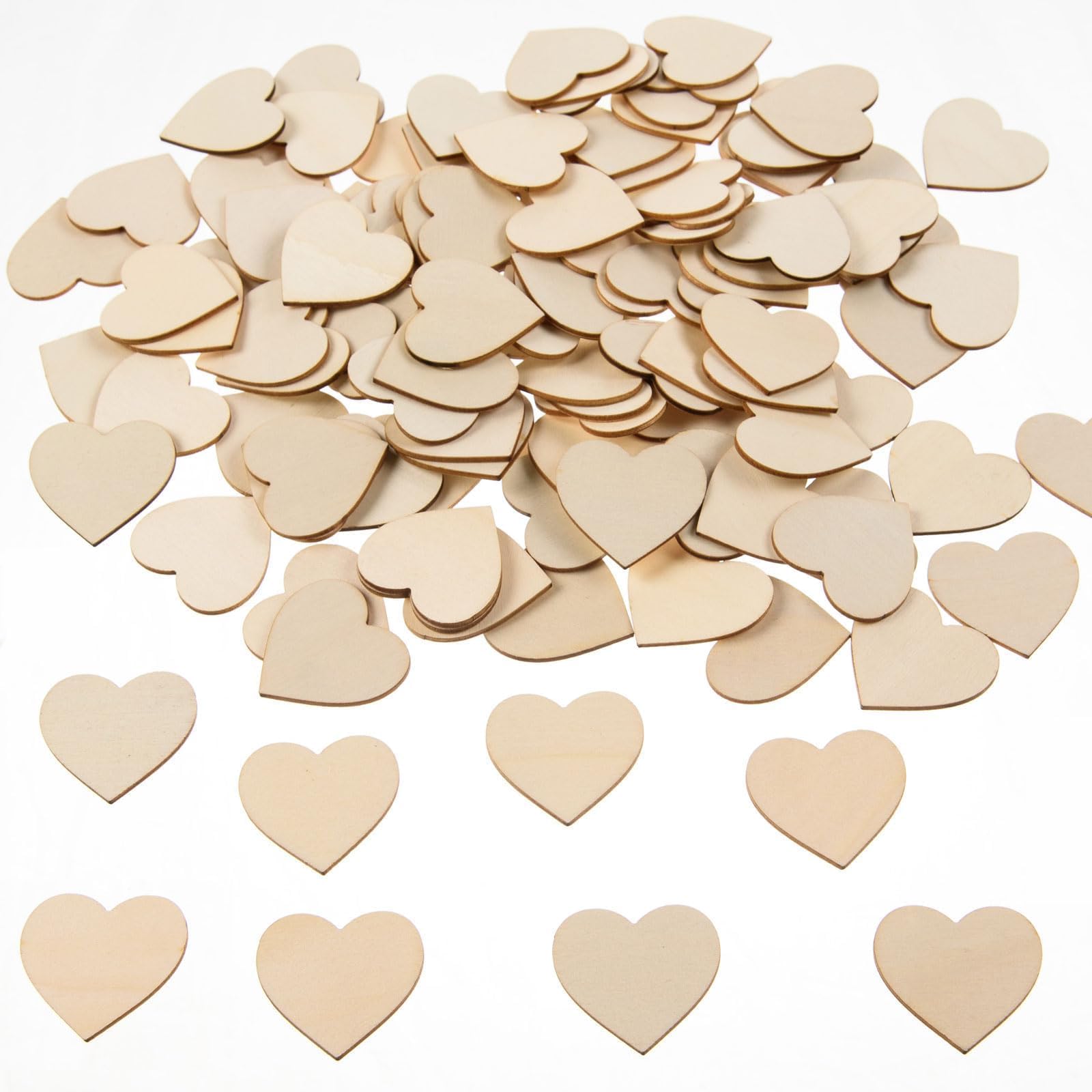 CESTAME120 Pcs Wooden Hearts for Crafts, Mini Wood Heart Slices 25mm Natural Wooden Love Hearts Ornaments Unfinished Wood Hearts Embellishments for DIY Crafts Christmas Wedding Guest Book Decoration