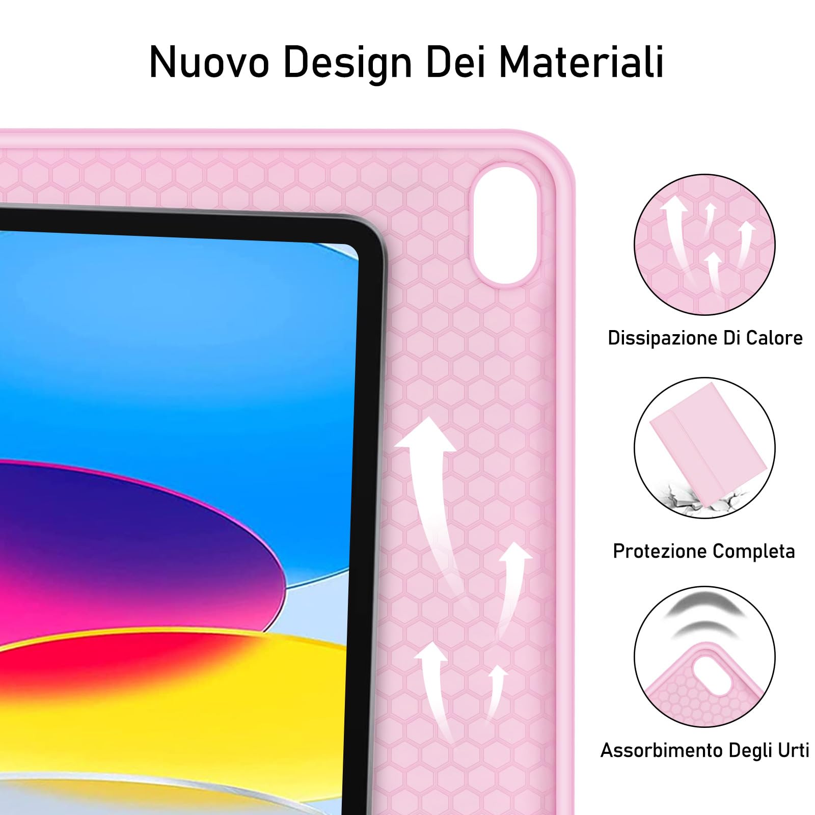 Tastiera ipad 10 Generazione 10.9" 2022/(A16) 11 Generazione 11" 2025 con Custodia, Italiano QWERTY Rimovibile Tastieras ipad 10/11, Slim Cover ipad 10 Generazione con tastiera,Rosa