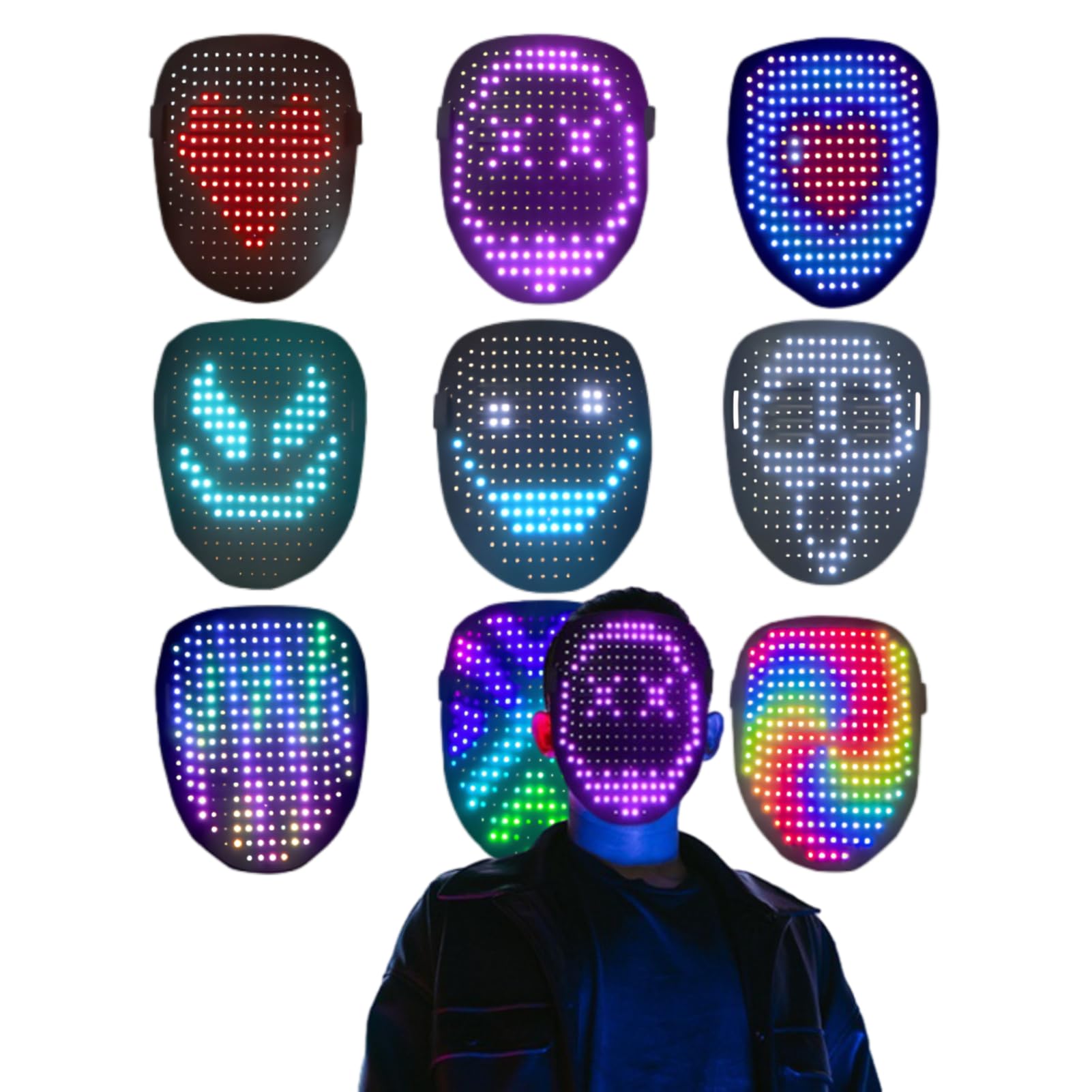 Máscara LED de Halloween con Detección de Gestos, Máscara Transformadora de Cara Fresca, Decoraciones de Halloween, para Halloween, Navidad, Cumpleaños, Fiesta de Cosplay