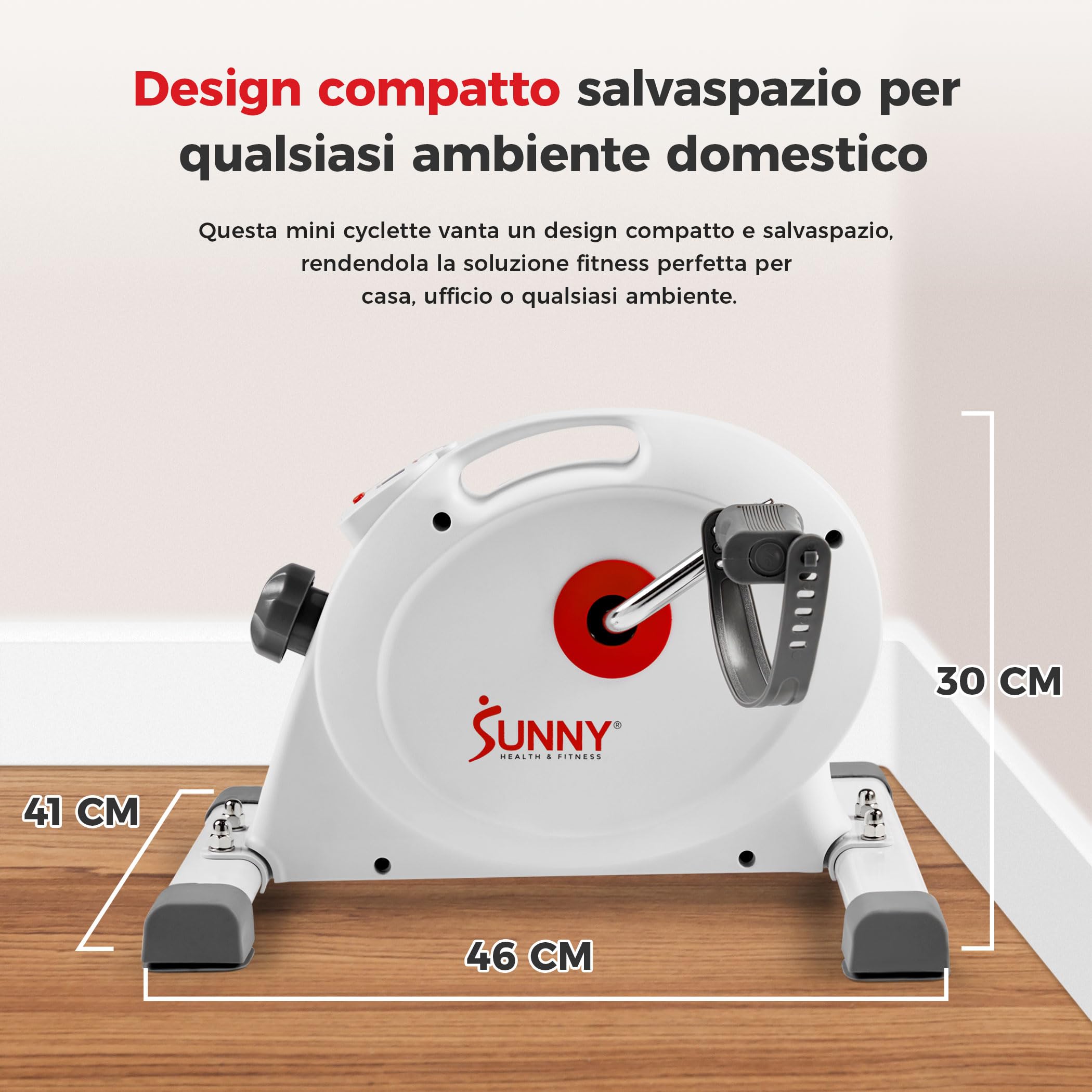 Sunny Health & Fitness Mini Bike Smart Sotto Scrivania per Braccia e Gambe | App SunnyFit, Pedalata Bidirezionale, Basso Impatto Allenamento su Cyclette, Riabilitazione e Recupero, Silenziosa, Portatile